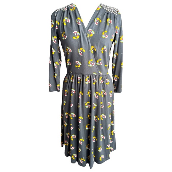 Boden Dresses & Skirts - NWOT Boden Gray and Yellow Midi Sundress with Long Sleeves and V-Neck